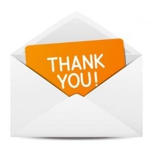 Paper envelope with Thanks message