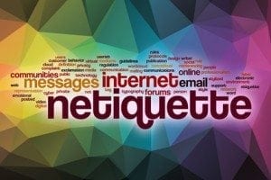 Netiquette word cloud with abstract background